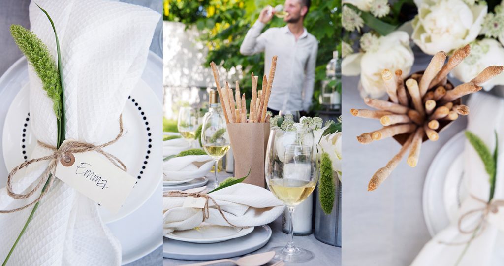 sommerfest bord hvitt vin