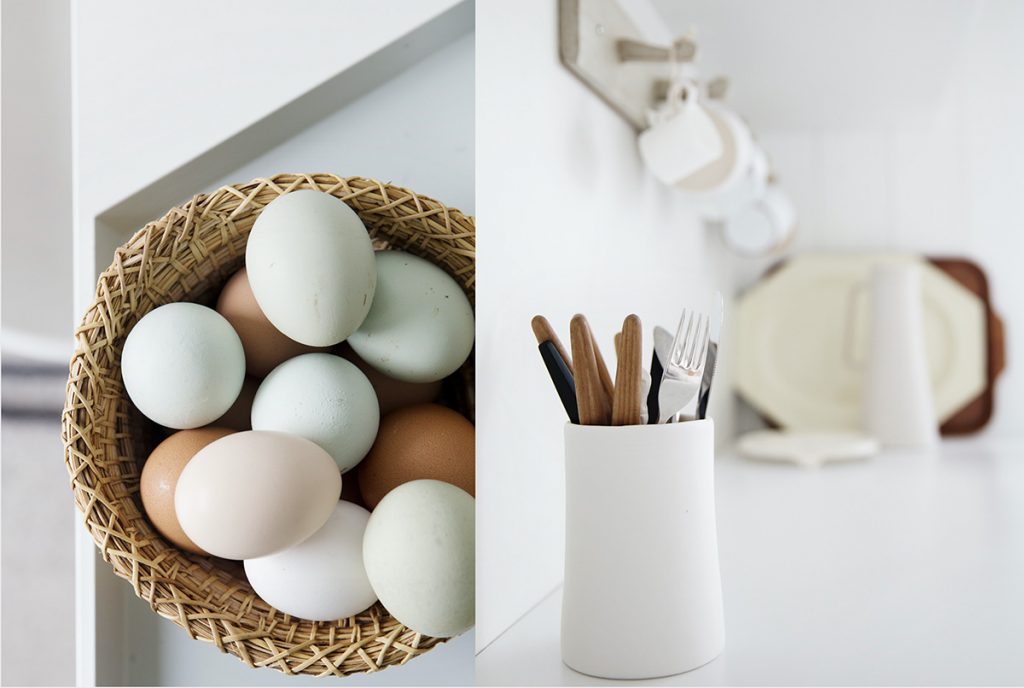 egg kjøkken styling hvitt