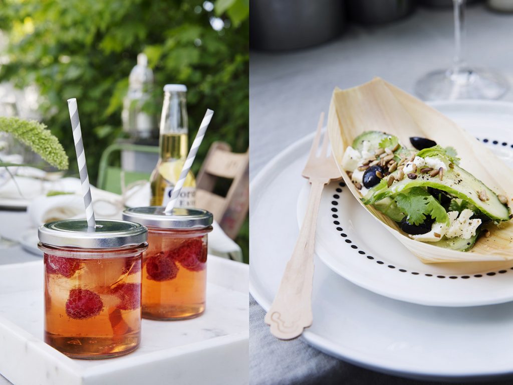 sommermat limonade bringebær fest