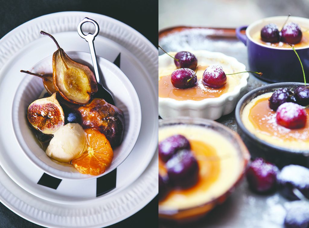 dessert pære mat pudding