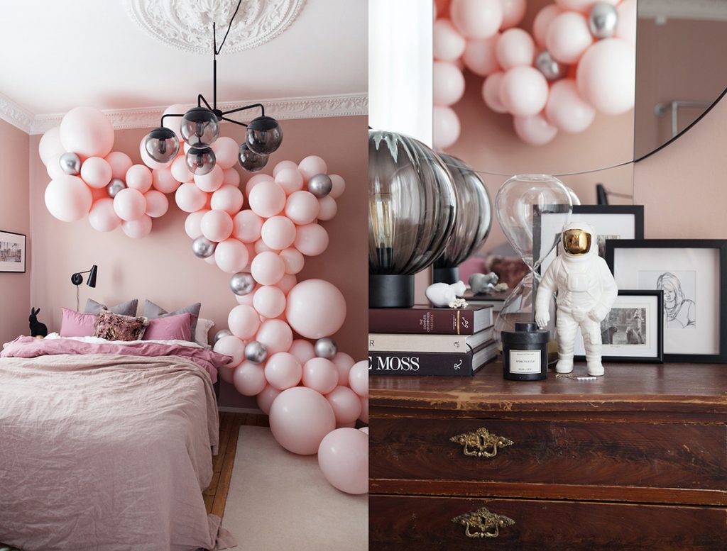 soverom styling ballonger rosa